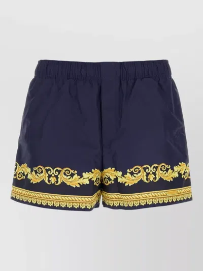 Versace Polyester Tailored Shorts In Blue