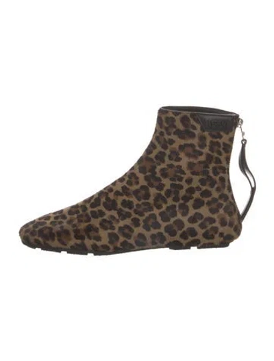 Pre-owned Versace Ponyhair Animal Print Boots In Brown