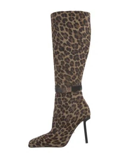 Pre-owned Versace Ponyhair Animal Print Boots In Multi