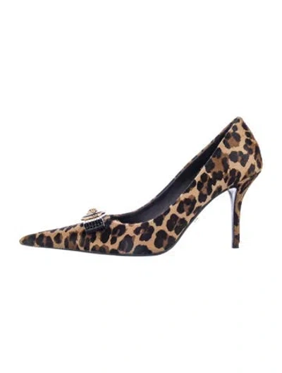 Pre-owned Versace Ponyhair Animal Print Pumps In Blue