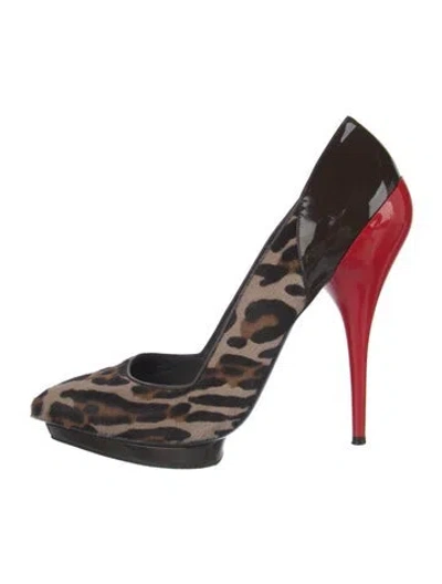 Pre-owned Versace Ponyhair Animal Print Pumps In Brown