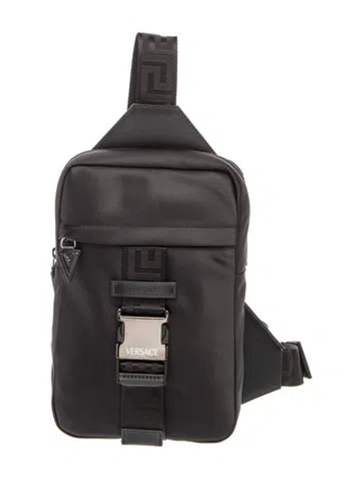 Pre-owned Versace Ponyhair Backpack In Black
