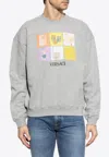 Versace Round-collar Long-sleeve Hoodie In Gray