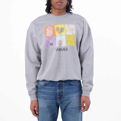Versace Pop Jewels Print Sweatshirts In Gray