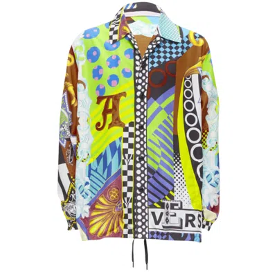Versace Pop Temple Print Nylon Windbreaker Shirt Jacket In Multi