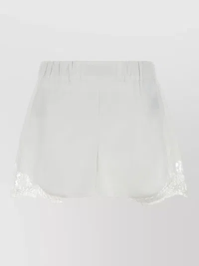 Versace Poplin Shorts Sheer Detailing Lace Trim In Gray