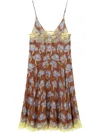Versace Poppies Foulard-print Midi Dress In Brown