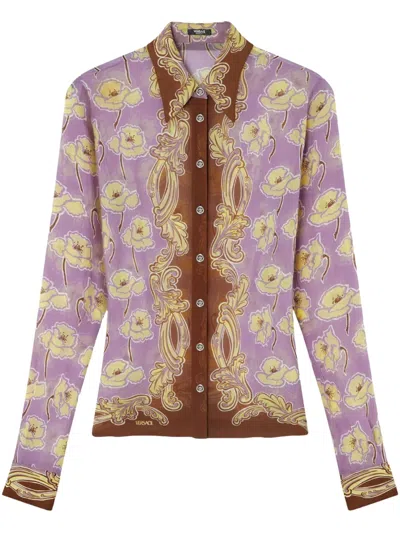 Versace Women's Crepe Shirt In Dustylavandertobacco
