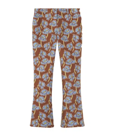 Versace Poppies Jacquard Short Flared Pants In Multi