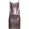 Versace Poppies Metal Mesh Mini Slip Dress In Dusty Lavander Pale Yellow