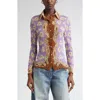 Versace Poppies Print Crinkled Crepe Button-up Shirt