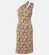 Versace One-shoulder Stretch Crepe Jersey Cocktail Dress In Multicoloured