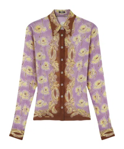 VERSACE VERSACE POPPIES FOULARD BUTTON-UP SHIRT