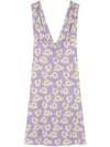 Versace Poppies V-neck Midi Dress In Purple