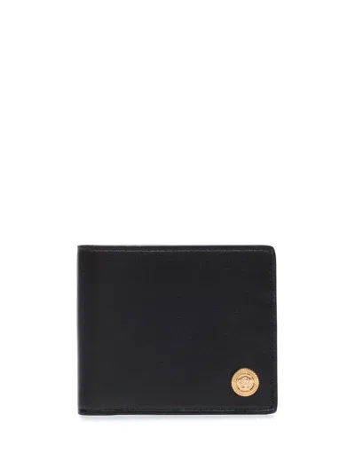 Versace Portafoglio Bi-fold Con Logo Medusa In Black