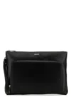 Versace Black Leather Large Cargo Clutch
