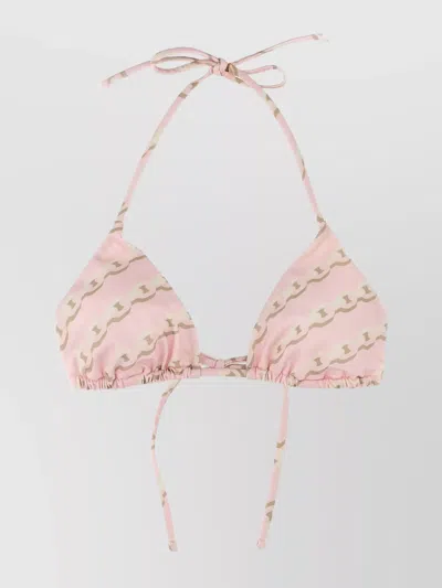 Versace 'precieux' Halter Neck Triangle Cups Bikini Top In Pink