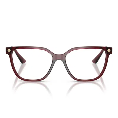 Versace Prescription Glasses Ve3388 U 5538 Cherry Red/transparent Women In Green