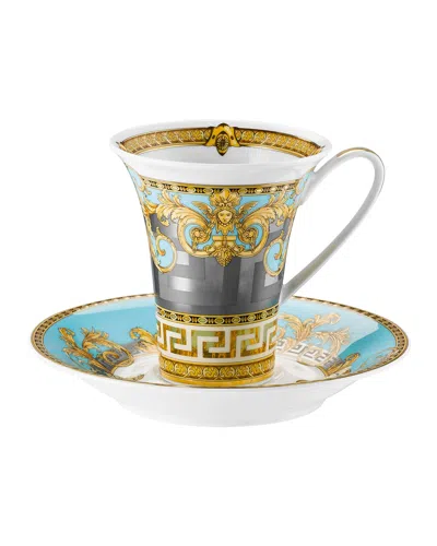Versace Prestige Gala Bleu Coffee Cup & Saucer In Multi