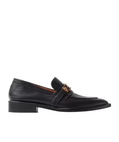 Versace Primo Leather Loafers In Black