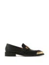 Versace Primo Leather Loafers In Brown