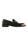 Versace Primo Leather Loafers In Black