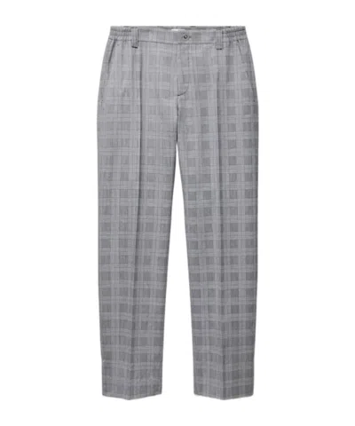 Versace Prince Of Wales Wool Pants In Brown