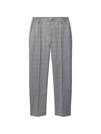Versace Prince Of Wales Wool Pants In Gray
