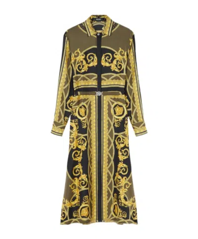 VERSACE VERSACE BAROCCO-PRINT LONG-SLEEVED MIDI DRESS