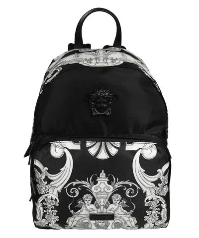Versace Printed Backpack In Black