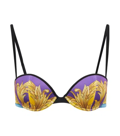 Versace Printed Balconette Bikini Top In Dark Orchid+sun