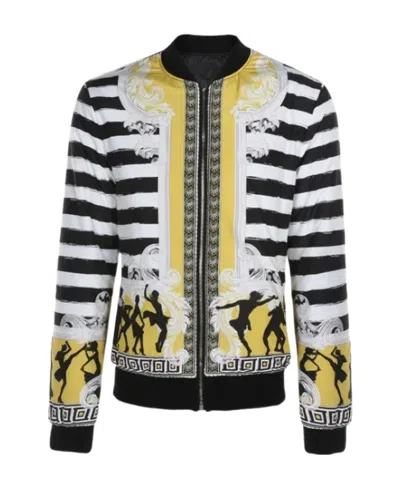 Versace Printed Baseball Jacket In Multicolor