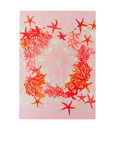Versace Printed Beach Towel In Pink