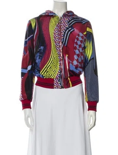 Pre-owned Versace Printed Biker Jacket In Red