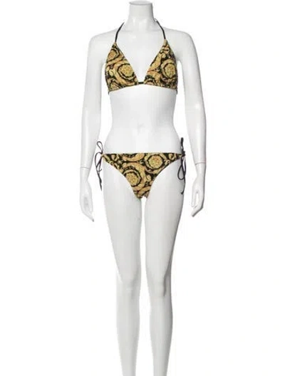 Pre-owned Versace Printed Bikini In Black