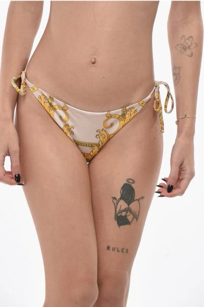 Versace Printed Bikini Bottom In White