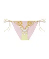 Versace Barocco Print String Bikini Bottoms In Gold