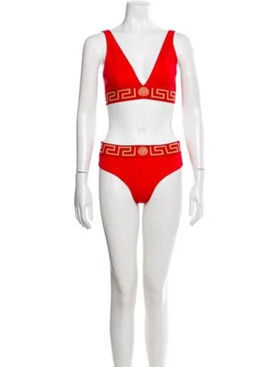 Pre-owned Versace Printed Bikini In Red
