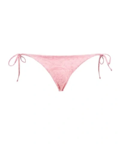 Versace Barocco Print Lycra Bikini Bottoms In Pink