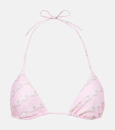 Versace Foulard Print Triangle Bikini Top In Pink
