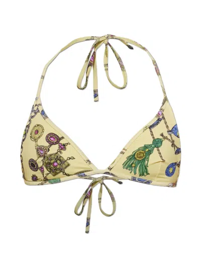 Versace Printed Bikini Top In Yellow