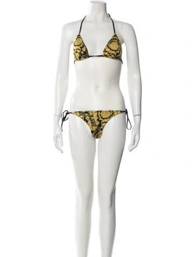 Pre-owned Versace Printed Bikini In White