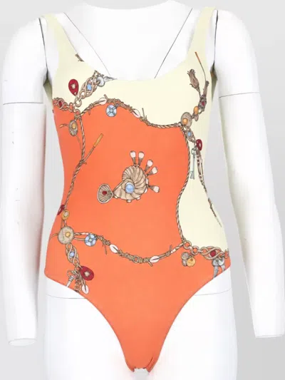 Versace Printed Bodysuit In White