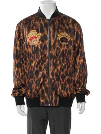 Pre-owned Versace Printed Bomber Jacket In Brown
