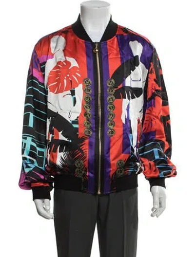 Pre-owned Versace Printed Bomber Jacket In Multi