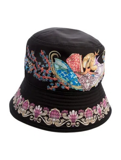 Pre-owned Versace Printed Bucket Hat In Black