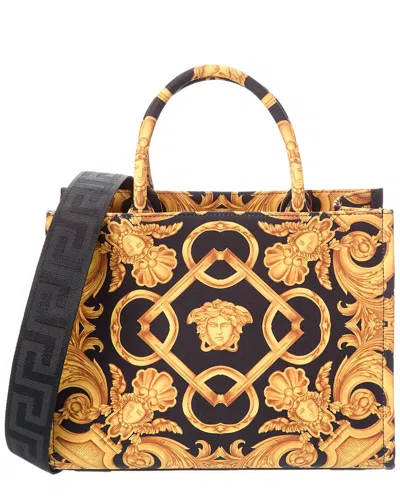 Versace Large Printed Canvas & Leather Tote In Multi