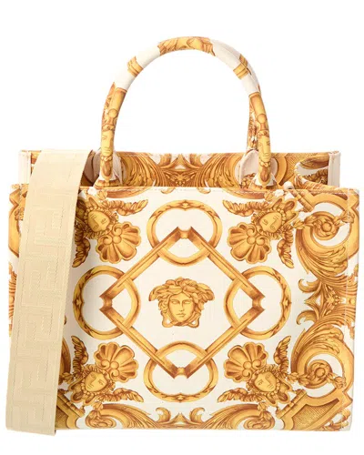Versace Printed Canvas & Leather Tote In Multi