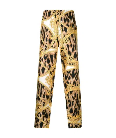 Versace Printed Casual Pants In Nude