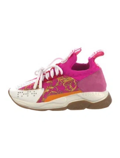 Pre-owned Versace Printed Chunky Sneakers In Pink